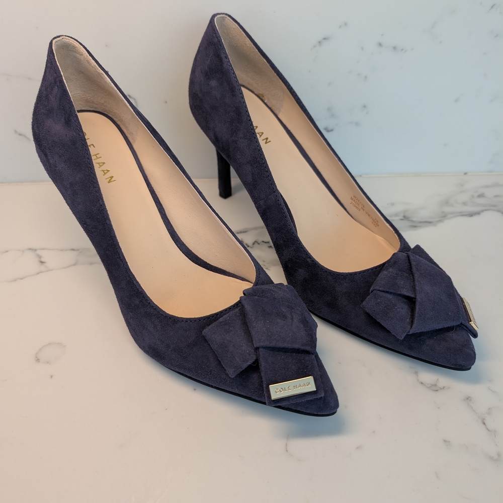 Cole Haan Women's Navy Felicia Suede Heels
